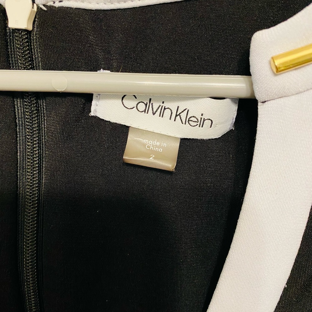 🖤 Calvin Klein | Black & White Midi Dress 3/4 Length Sleeve | EUC - Picture 2 of 5